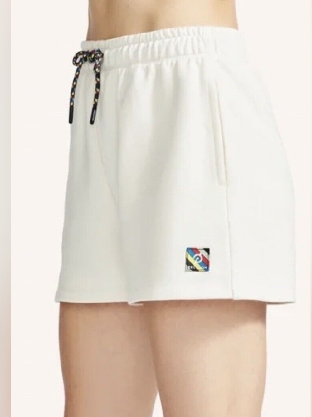 Peloton Cream Athletic Drawstring Sweat Medium Shorts with Embroidered Logo